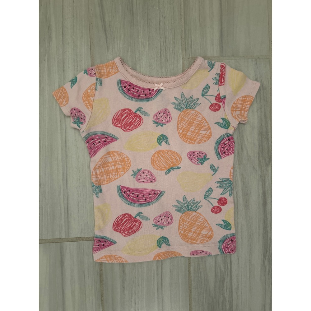 Kids Headquarters Pink Fruit Print Pajama Top Snug Fit Short Sleeve Shirt 3T